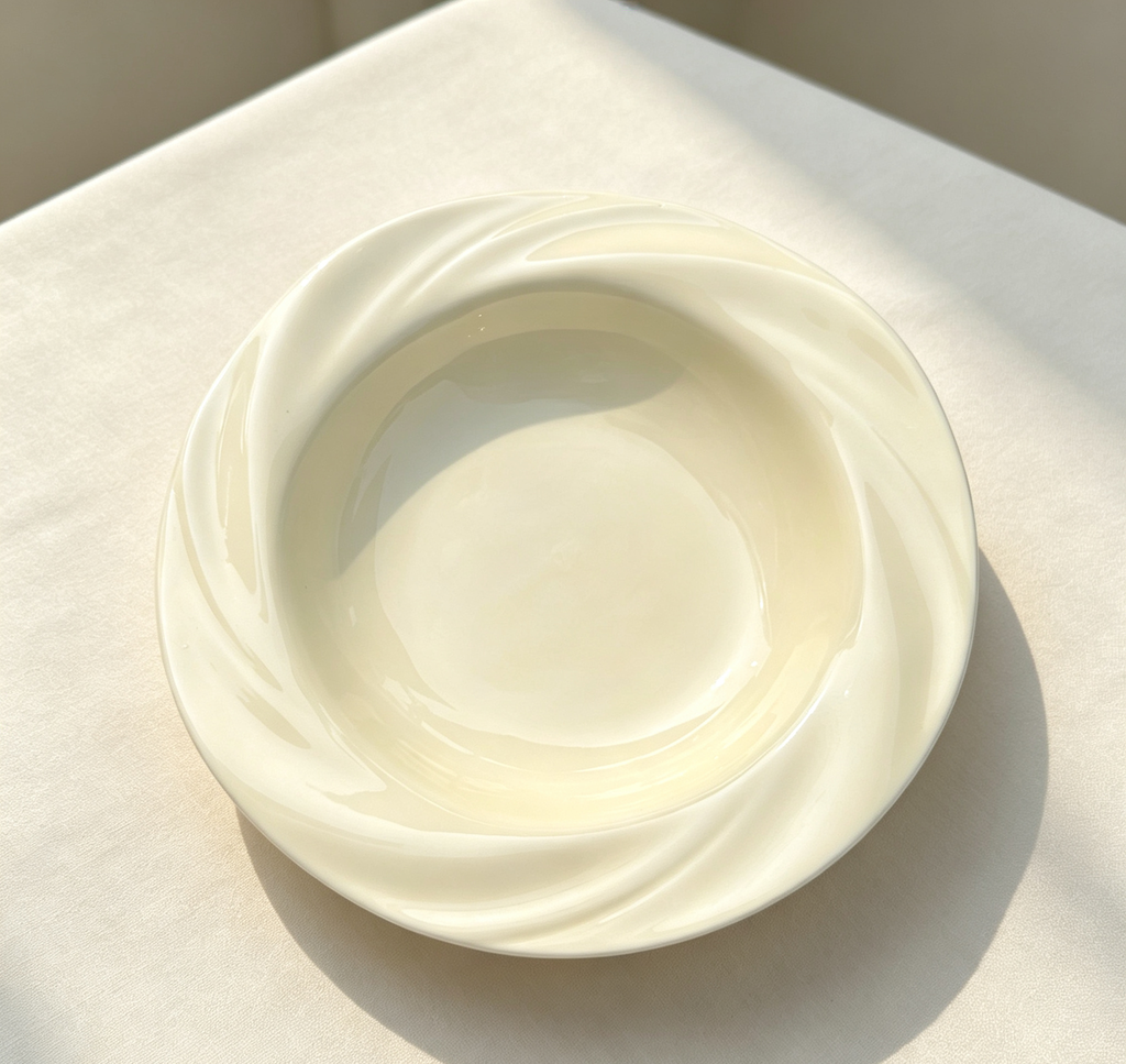 Morandi Swirl Textured Ceramic Deep Plate