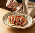 Japanese Radial Strip Rough Ceramic Oval Fish Plate