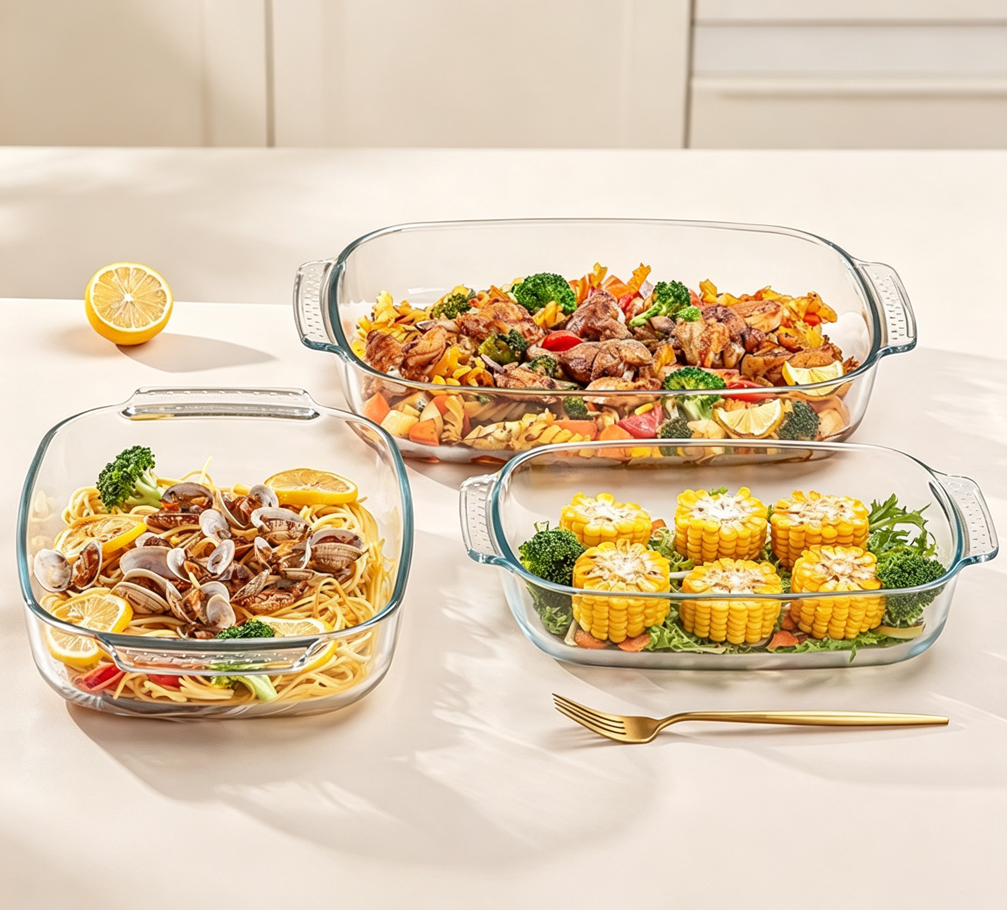 High Borosilicate Double Handle Glass Baking Dish