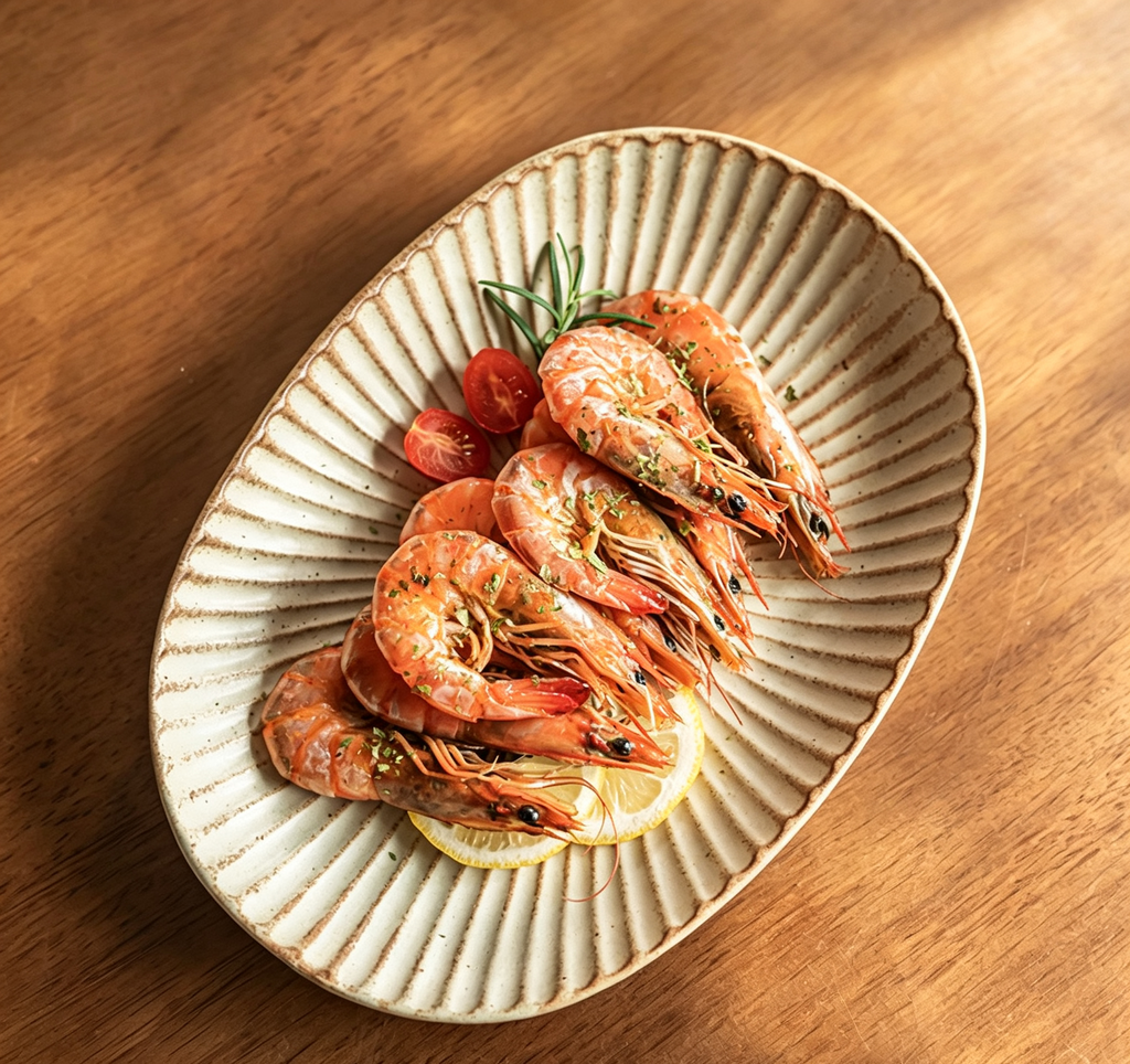 Japanese Radial Strip Rough Ceramic Oval Fish Plate